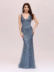 EVER PRETTY 2026 Women’s Double V-Neck Sequin Fishtail Maxi Glamour Formal Evening  Party Dress 07886
