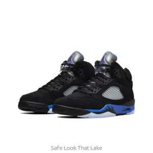Retro racing blue style, black and blue color scheme, casual sports, versatile, durable and comfortable basketball shoes