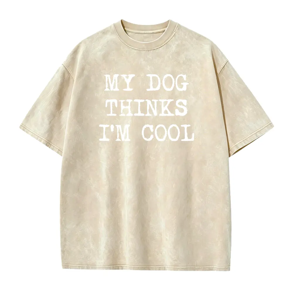 Unisex Milk Silk T-Shirt with Funny Dog Lover Quote – 'My Dog Thinks I’m Cool' Pet Humor Tee for Men and Women