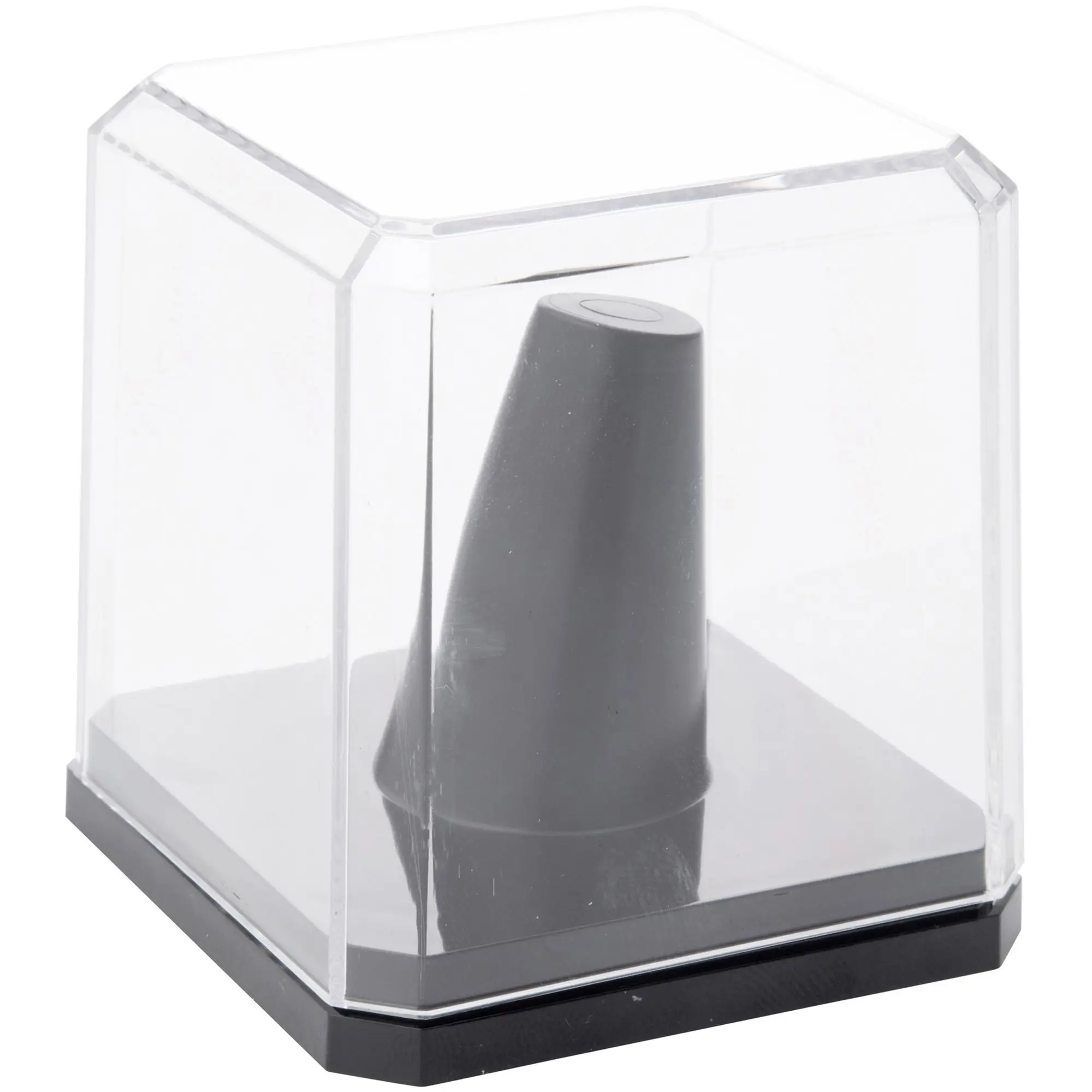 Pioneer Plastics 020CB-UV Clear Acrylic Ring Finger Display Case with Black Base (UV Resistant), 2.25" W x 2.25" D x 2.5" H