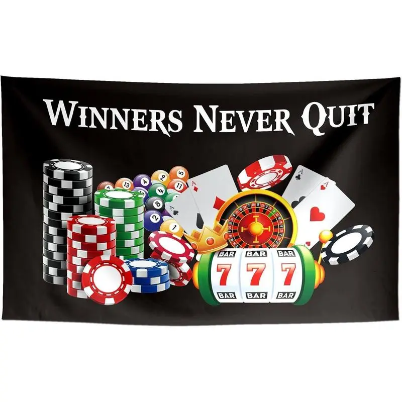 Eyesoul Never Quit Black Printed Flag - Funny Meme Black Banner, Flags for Room Guys, Outdoor Indoor Home Supplies Backdrop for College Dorm Man Cave Birthday Party Decor