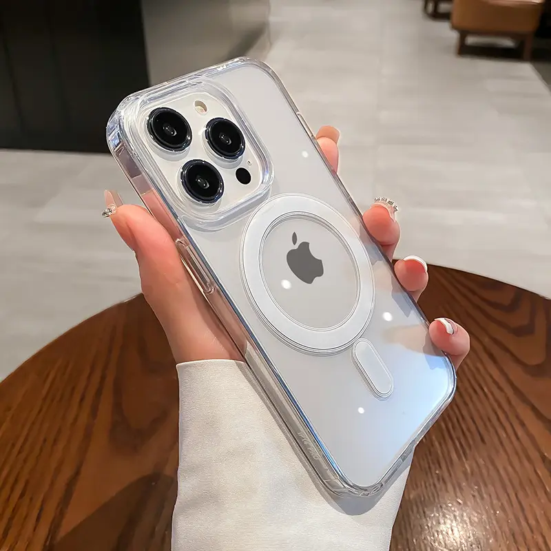 For Magesafe Magnetic Transparent Wireless Charge Case For iPhone 11 12 13 14 15 Plus 16 Pro Max   Shockproof PC Cover Protection men phone cases ip16 Protective Casing