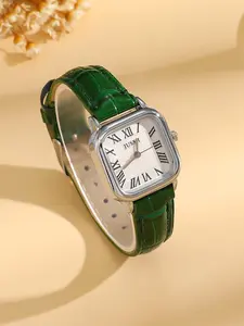 Jusmi Vintage Square Dial Roman Numerals Women's Quartz Analog Watch, Elegant and Versatile, Perfect for Daily Commute and Dates, Single Piece, Fashion Watches