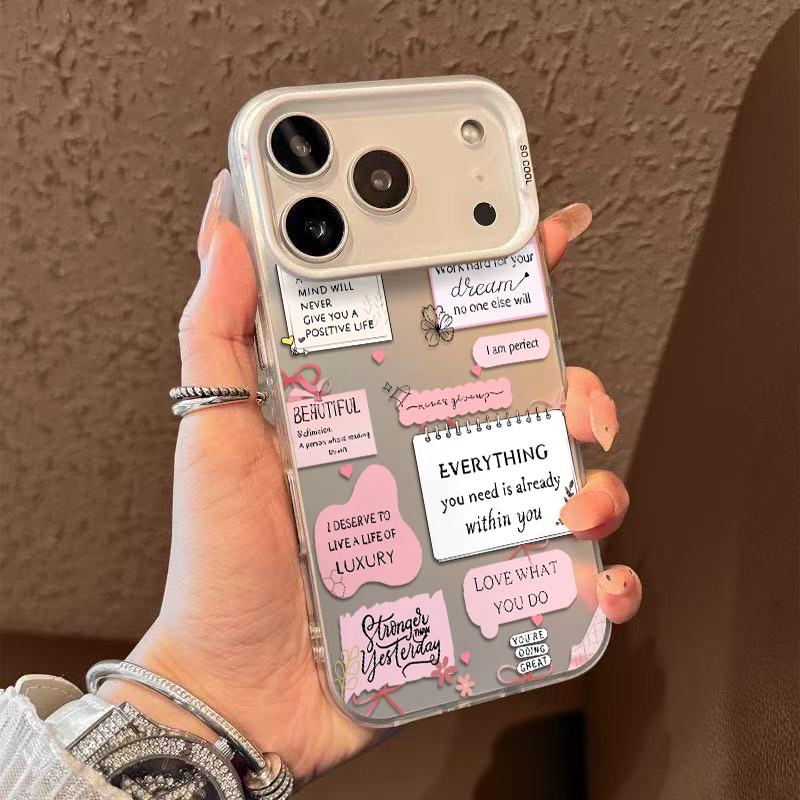 Pink Style Growth Quotes Phone Case Durable Hard Acrylic Back Case With An Anti-Yellowing Coating, Made From High-Quality Designed For Reliable Drop Protection For Your Phone For iPhone 17.16.15.14.13.12.11.X.XS.XSMAX.XR.8.7