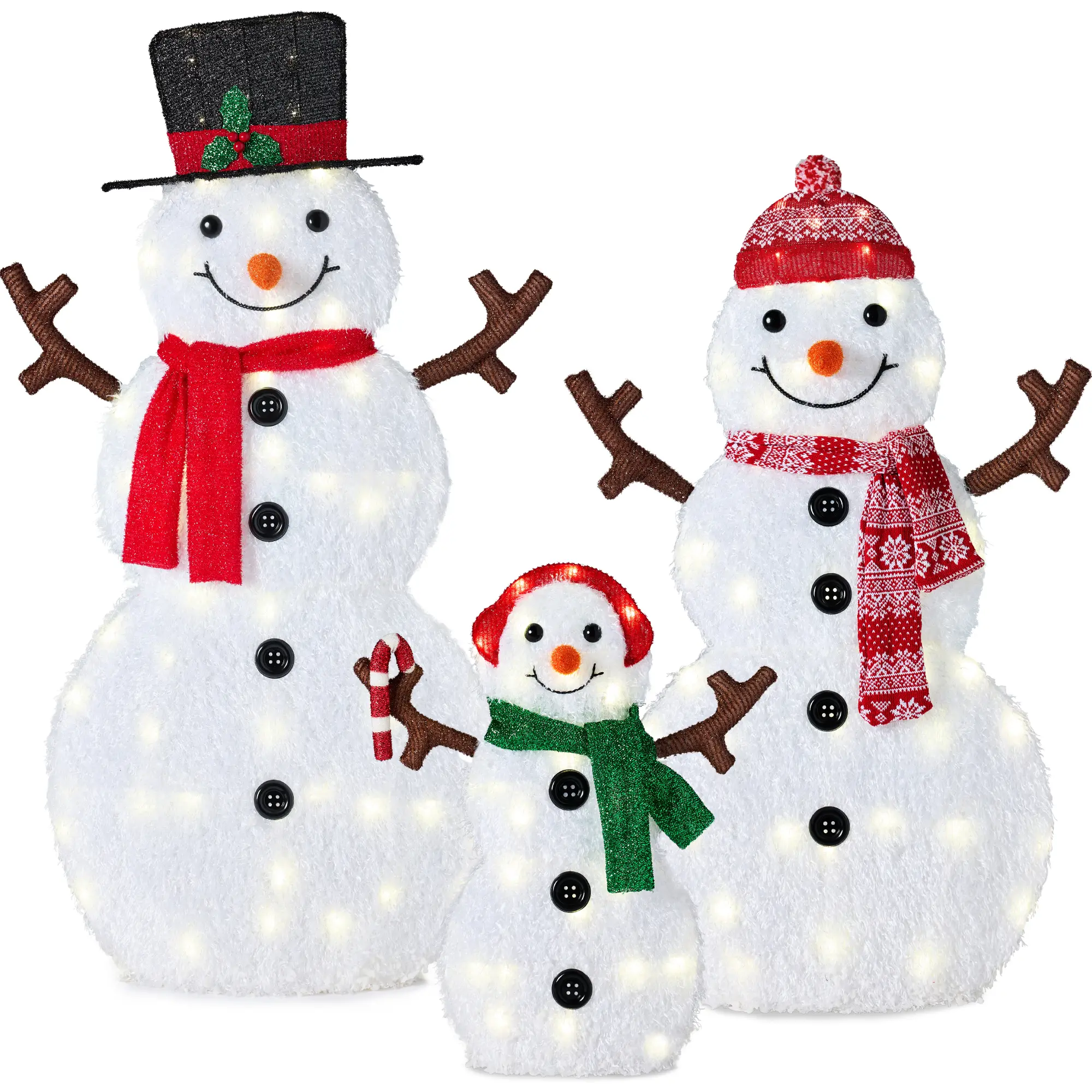 Best Choice Products 2D Lighted Snowman Family Set Outdoor Yard Décor w/ LED Lights Best Choice Products 2D Lighted Snowman Family Set Outdoor Yard Décor w/ LED Lights