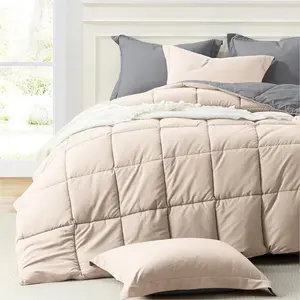 Twin Comforter Beige, Comforter Twin Size, Lightweight Down Alternative Comforters 2 Sets Grey/Beige