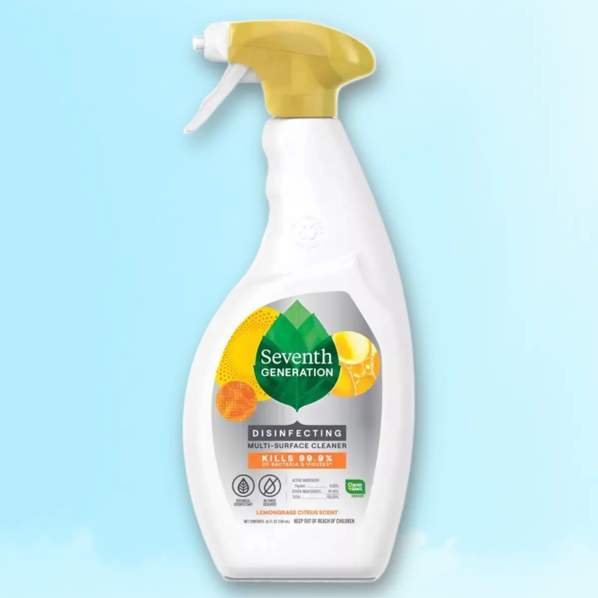 Seventh Generation Lemongrass Citrus Disinfectant 26oz - Lemongrass Citrus Scent Disinfectant, 26oz, for Multi-Surface, Plant-Based