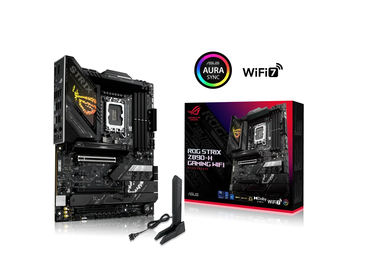 ASUS ROG STRIX Z890-H GAMING WIFI Z890 LGA 1851 ATX motherboard, Intel Core Ultra Series 2 Ready, Advanced AI PC-ready, 16+1+2+2 stages, DDR5, 5Gb LAN, WiFi 7, 4x M.2, PCIe 5.0, USB Type-C, AI OC