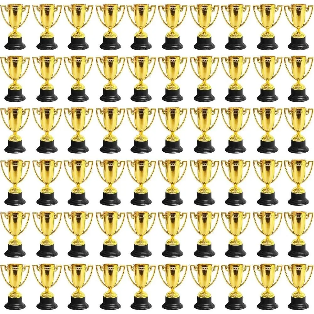 60 Pcs Mini Trophies for Kids Awards Bulk 4 inch Golden Trophies Awards Plastic Small Trophies Set for Classroom School Rewards Sports Tournament Winning Prizes Party Favors Supplies