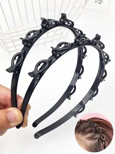 Women's Elegant Minimalist Hair Hoops with Clips, Trendy Simple Style Hair Hoops, Chic All-match Hair Accessories for Hairstyle Decor, Hair Braid Headband