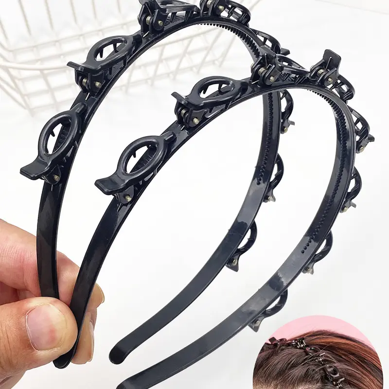 Women's Elegant Minimalist Hair Hoops with Clips, Trendy Simple Style Hair Hoops, Chic Versatile Hair Accessories for Hairstyles, Chic Headbands, Fashion Headbands, Hair Accessories Set, Hairstyle Accessory, Hairband