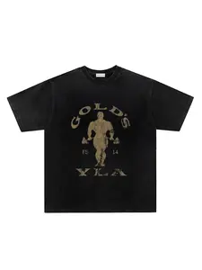 American Vintage Washed Tie-Dye Motivational Letter Print Short Sleeve T-Shirt, Unisex Street Fashion Casual Round Neck Half Sleeve Tee