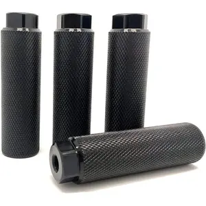 4 PCS 4 Inch Anti-Skid Cylinder Aluminum Alloy Bike Foot Pegs, Fit for 3/8 Inch Axles, Black