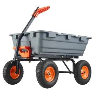 Garvee Garden Dump Cart Heavy Duty 800lbs Capacity Quick Release Steel Frame Poly Bucket 10-Inch Tires All-Terrain for Garden Lawn Farm