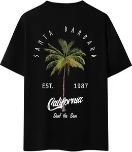 Mens Graphic T-Shirts Short Sleeve Palm Tree Print Summer Top Crewneck Cotton Casual California Tees for Men