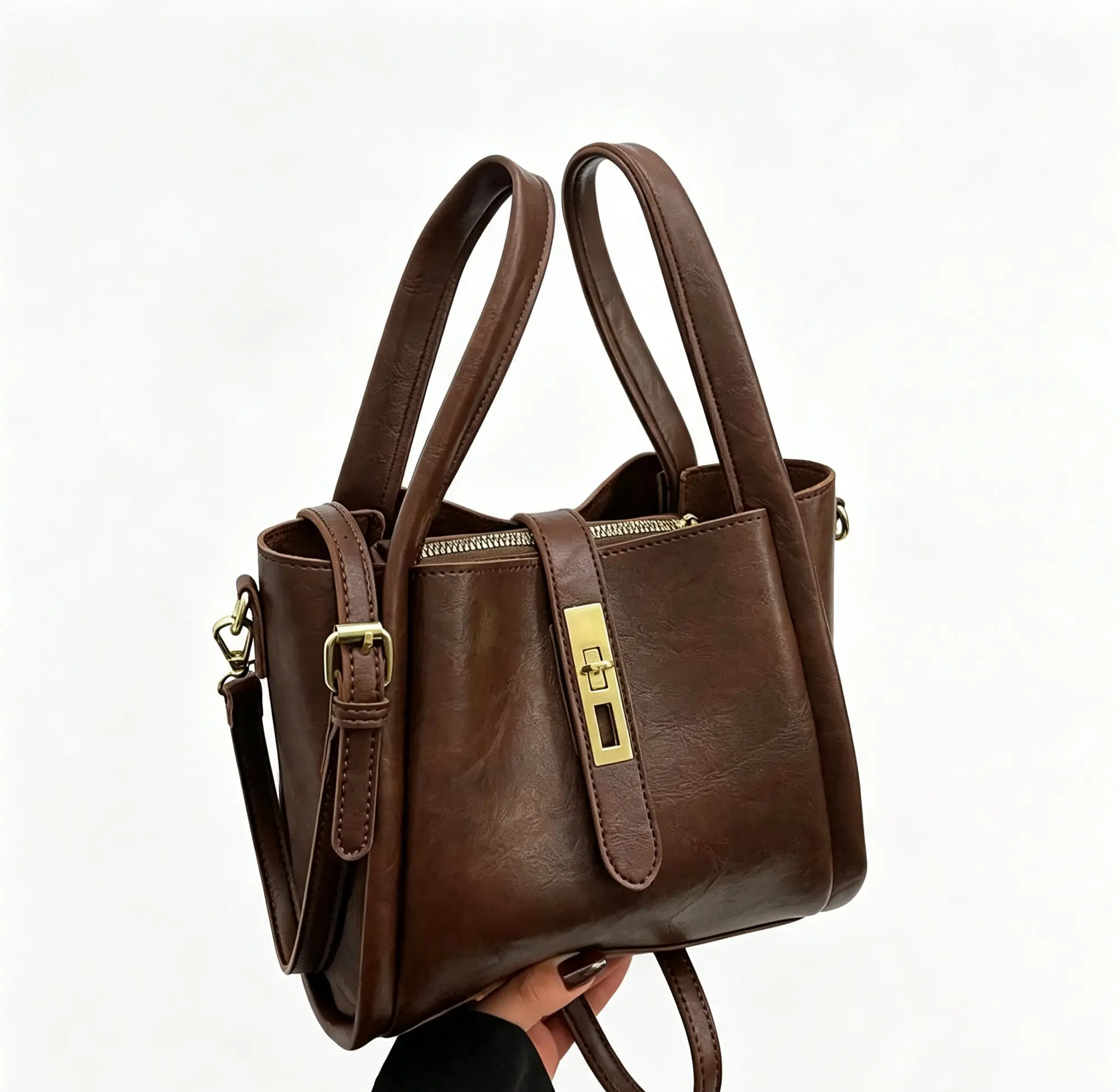 Women's elegant simple fashion handbag, fashionable retro bag, 25 fall&winter chic versatile handbag, mother-and-child bag, crossbody shoulder bag, suitable for daily and work use, commuting to work