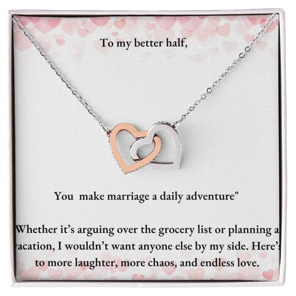Interlocking Hearts Necklace  Funny to my better half
