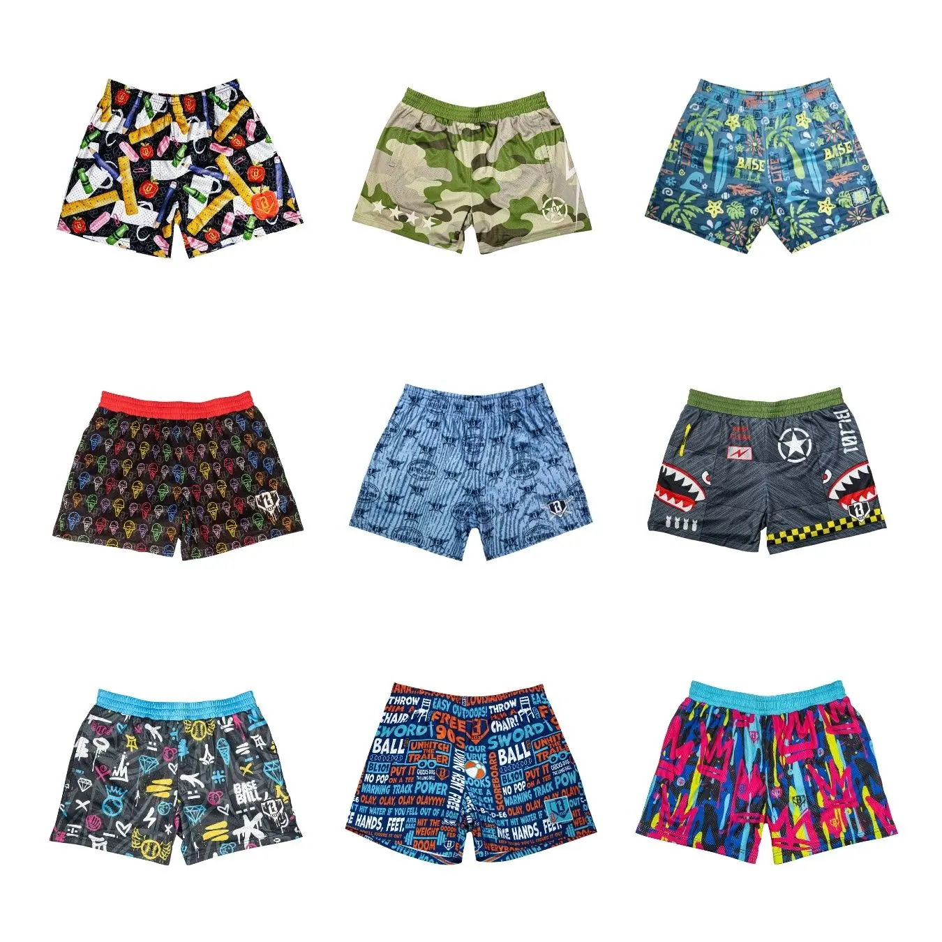 Baseball LifeStyle 101 - Mesh Shorts for Kids, Youth & Adults | Breathable Graphic Casual Summer Shorts