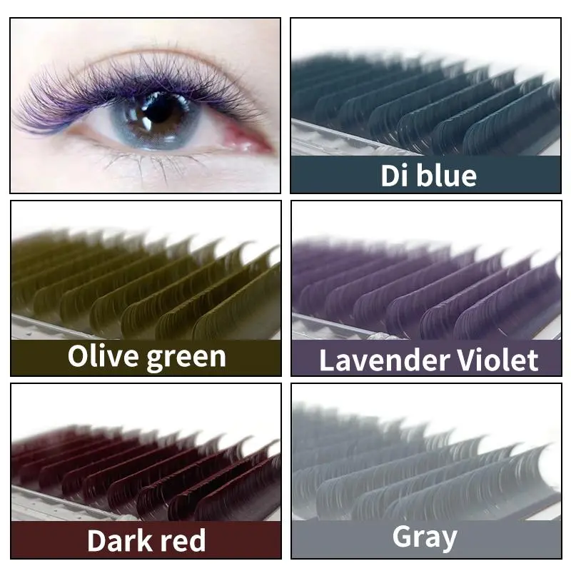 NATUHANA Dark Colored Eyelashes Extension Individual Natural False Mink Colorful Eyelash Grey Blue Color Lashes for Party Makeup 2026 New