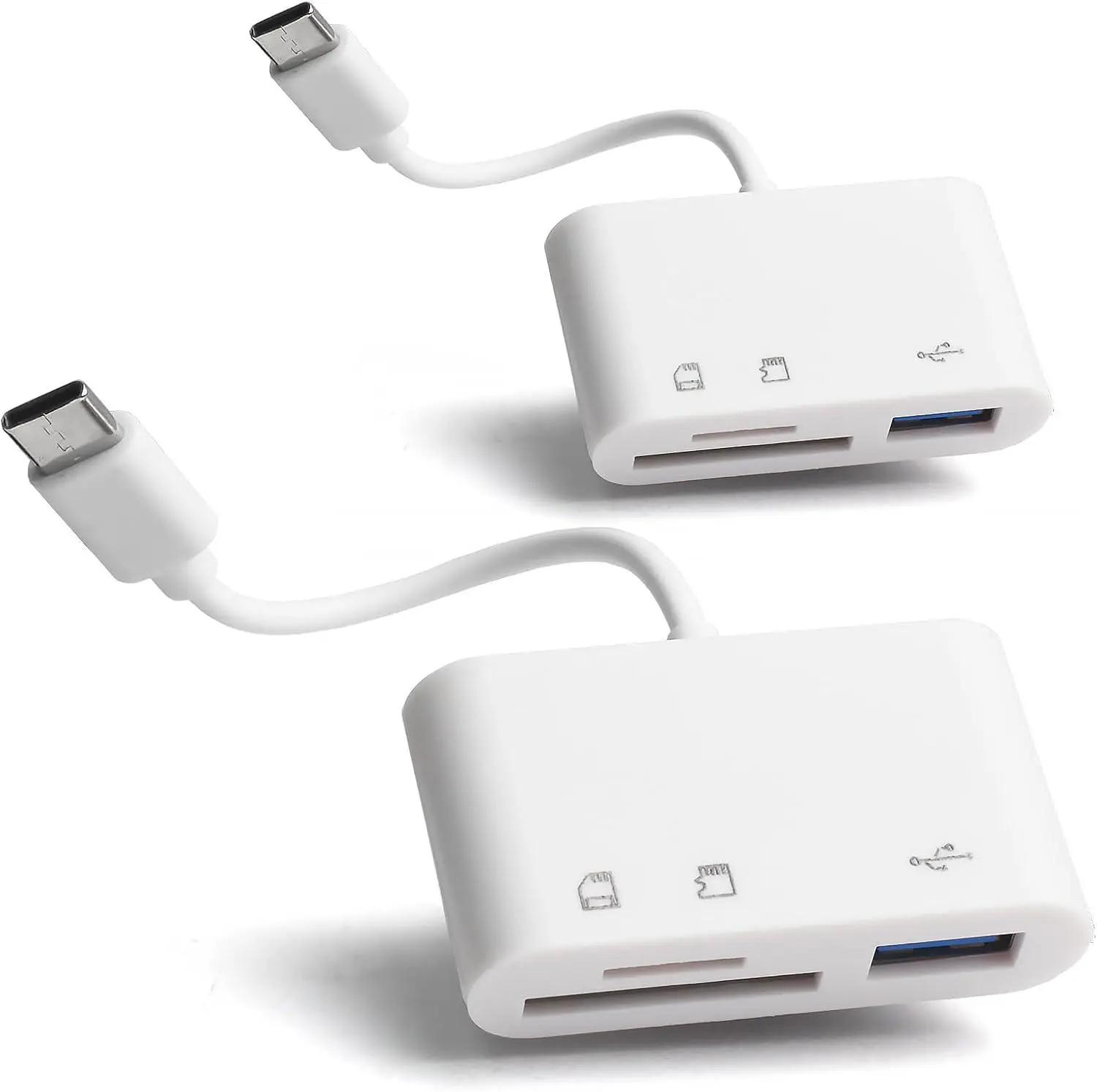 [2 Pack] SD Card Reader, Micro SD Card to USB Adapter, USB C SD Card Reader for Camera Memory Card Reader, Wansurs SD Card Reader for PC Phone Pads