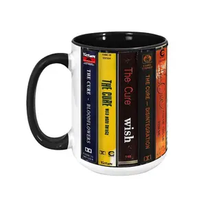 The Cure Cassette Tape Mug, Retro Album Spines Coffee Cup, Goth Post Punk Band Gift, Robert Smith Decor