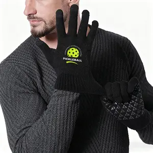 Pickleball Pattern Thermal Knit Gloves Non Slip Grip Winter Sports Accessories for Outdoor Activities and Fitness Enthusiasts Ideal Holiday Gift for Christmas Thanksgiving and New Year Celebrations Perfect for Men and Women to Stay Warm and Active