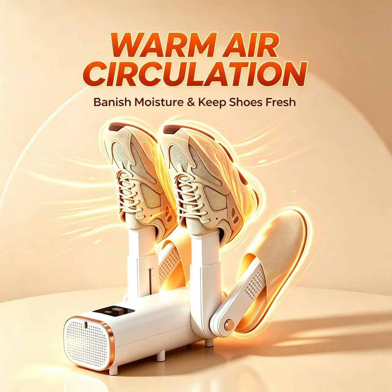 Adjustable Extendable Shoe Care Device, Foldable Portable Footwear Care Device with Smart Timer for Boots Sneakers Slippers