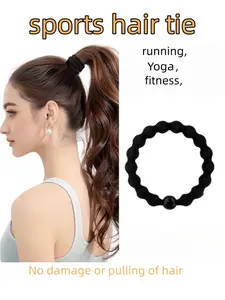 5-Pack Beaded Hair Ties, Non-Slip Elastic Ponytail Bands, Thick Wavy Seamless Headbands, Strong Hold for Thick Hair, Scrunchies For Hair