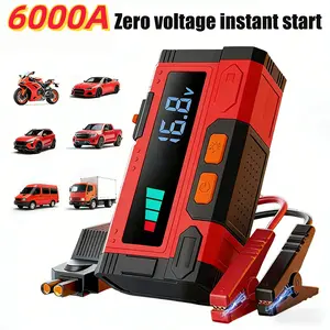 6000A car emergency starter, Automotive, battery jump-start box, equipped with smart alligator clip, 12V/24V emergency start box, professional car auxiliary starter, universal for cars, Truck