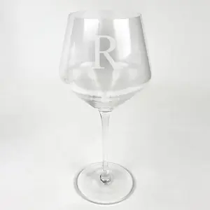 Personalized Red Wine Glass With Initial Pattern R