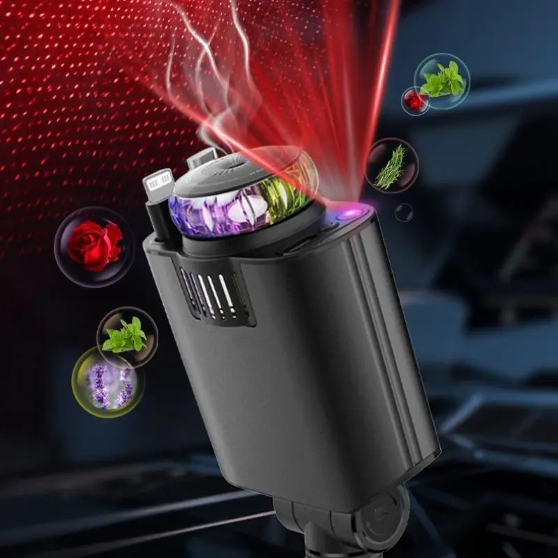 5 in 1 Car Charger, Car Air Freshener with 3 Fragrances, Retractable Car Charger with Cable & Charging Port, Car Accessories