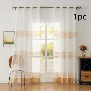 Nordic Minimalist Embroidered Transparent Window Curtain, Soft Light Filtering, Cozy Bedroom Living Room Drapes, Korean Style