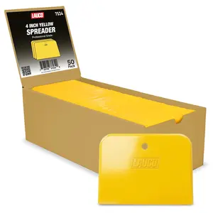 LAUCO Auto Body Filler Yellow Spreaders (Pack of 50) Reusable Plastic Spreader for Automotive Fillers, Putties, Glazes, Caulks and Paint - Easy Application (50, 4")
