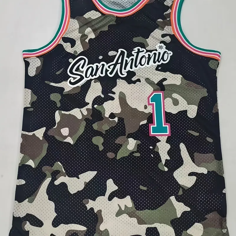 Fashion Embroidered Jersey Top for San Antonio, Breathable Mesh Fabric, Sleeveless Loose-Fit Sporty Design, All Seasons Wear