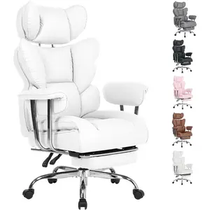 Gaming Computer Chair for Heavy People – 350 LBS Capacity, Big and Tall Office Chair with Fixed Armrest, Ergonomic Recliner with Footrest for Gaming & Relaxed Reclining