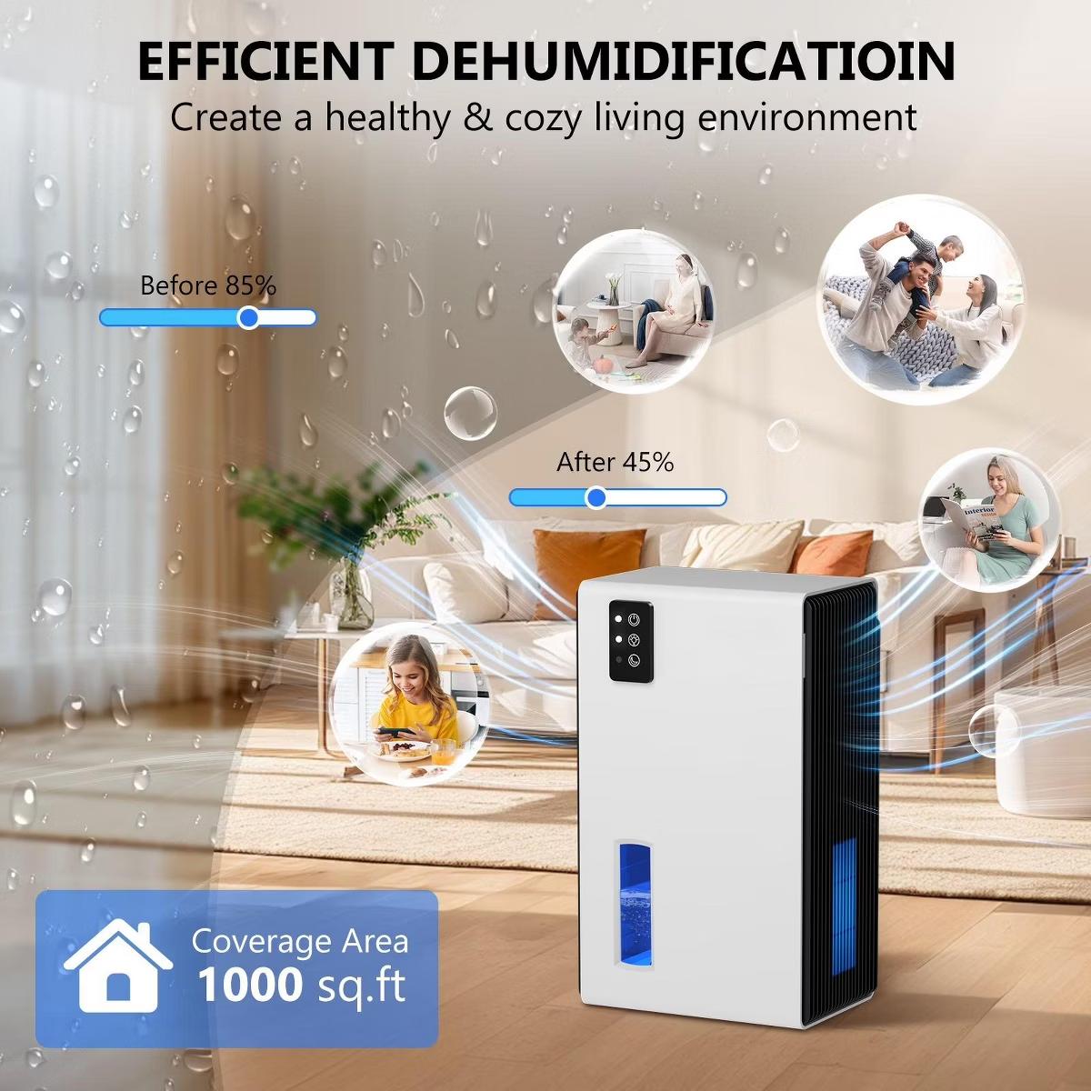 Dehumidifier for Home Bedroom And Bathroom with Quiet Sleep Mode and Auto Shut Off