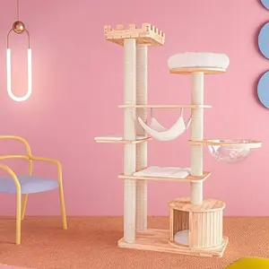 Crown Tower Cat Tree with Multiple Levels and Scratching Posts for Pet Comfort and Play