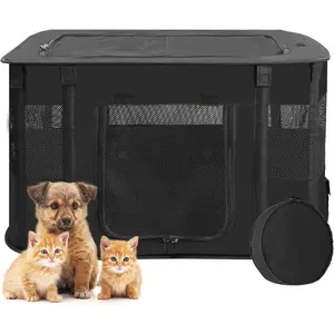 Dog Playpen, Portable Pet Play Pen for Cat, Foldable Exercise Play Tent Kennel Crate, Great for Indoor Outdoor Travel Camping Use, Come with Free Carring Case Black S