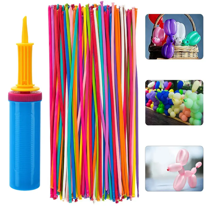 100Pack 260Q Balloons Kit with Pump, Latex Twisting Balloon for Balloon Animals, Magic Balloons for Birthdays Wedding Party Decorations Multicolor - Tools & Hardware.