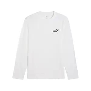 PUMA Mens Essentials Logo Crew Neck Long Sleeve Shirt Casual Tops Casual - White
