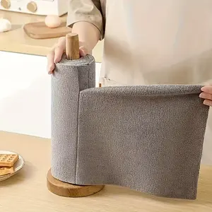 Reusable Towel Roll with 50 Tear-Off Sheets - Extra Thick Microfiber Kitchen Towels for Drying & Cleaning, Super Absorbent & Oil-Removing, Modern Design in Assorted Colors (Yellow, Gray, Pink, Purple, Blue, Green, Brown), Kitchen Cleaning C