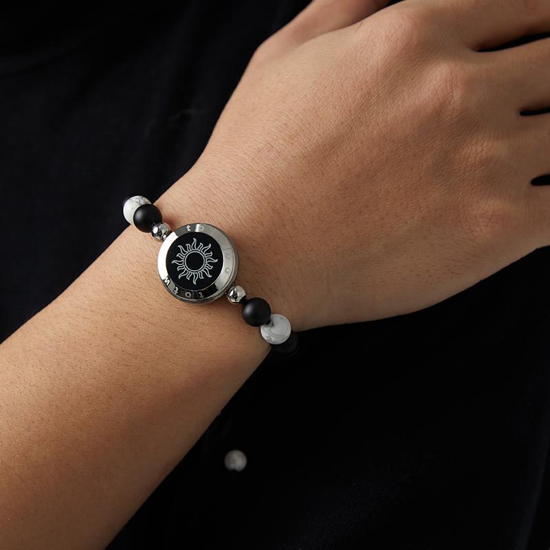 【creative gifts】totwoo Sun&Moon Long Distance Touch Bracelets with Matching Beads Functional Love Connect Gift For Boyfriend or Girlfriend or your Family