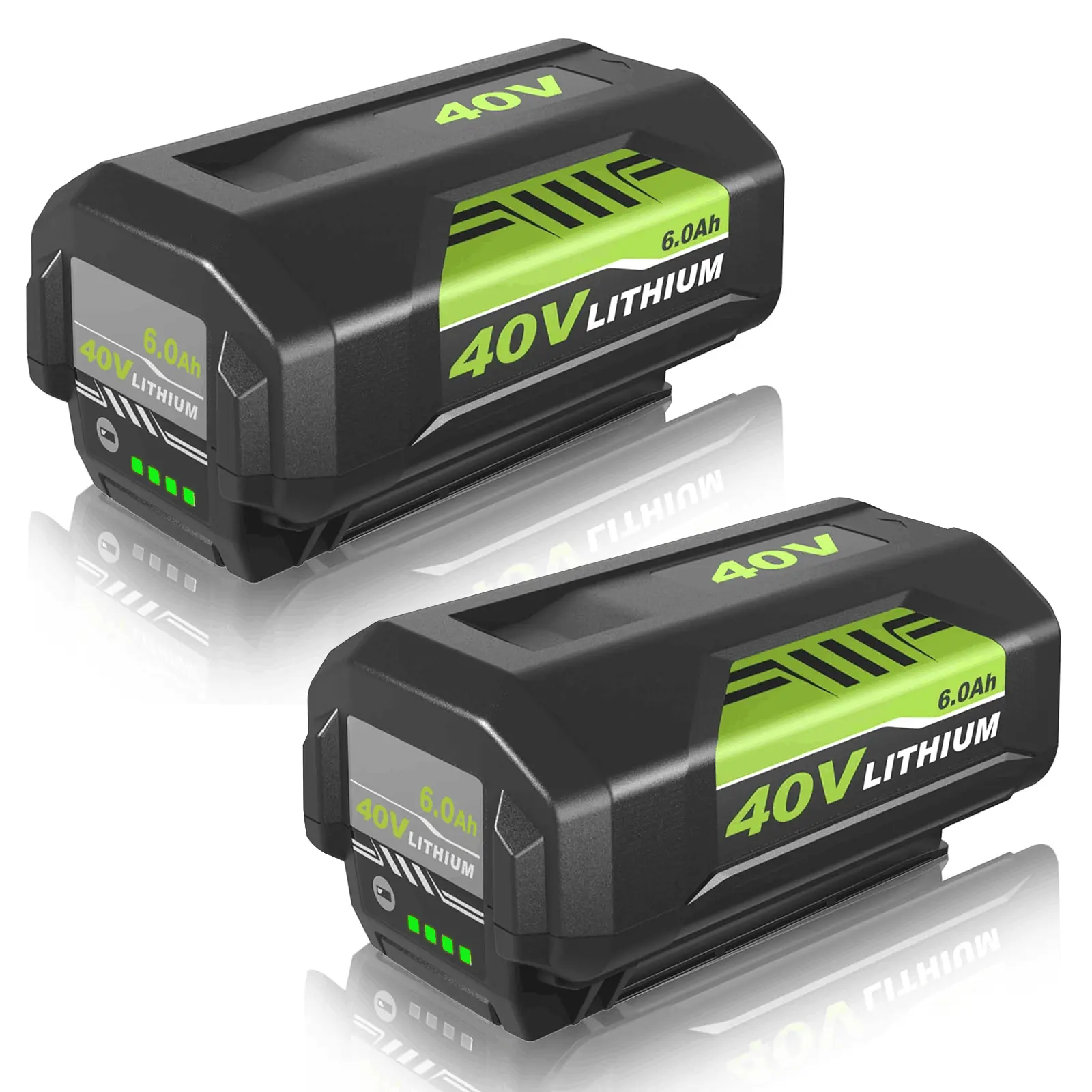 Lithium Battery Powered 2-Pack 6.0Ah OP40601 Replacement Battery for Ryobi Tools, 40V Green Series, Compatible with OP4040-OP4050 Series