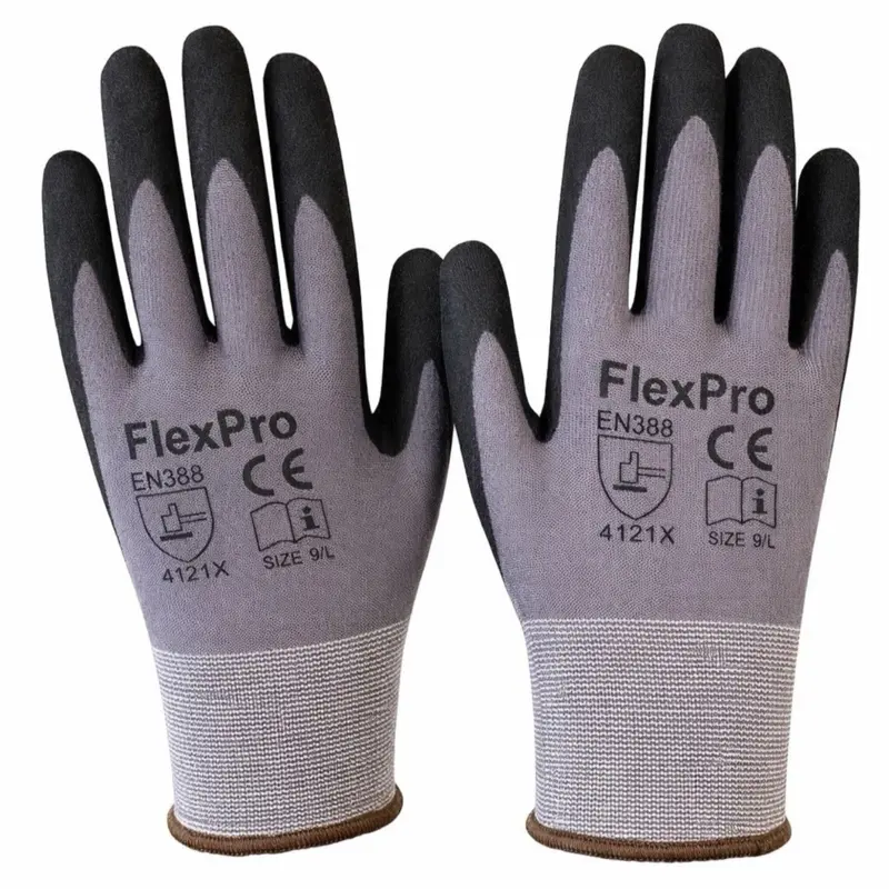 FlexPro 15 Gauge Sandy Nitrile Work Gloves 12 Pair Bulk Grip Durable