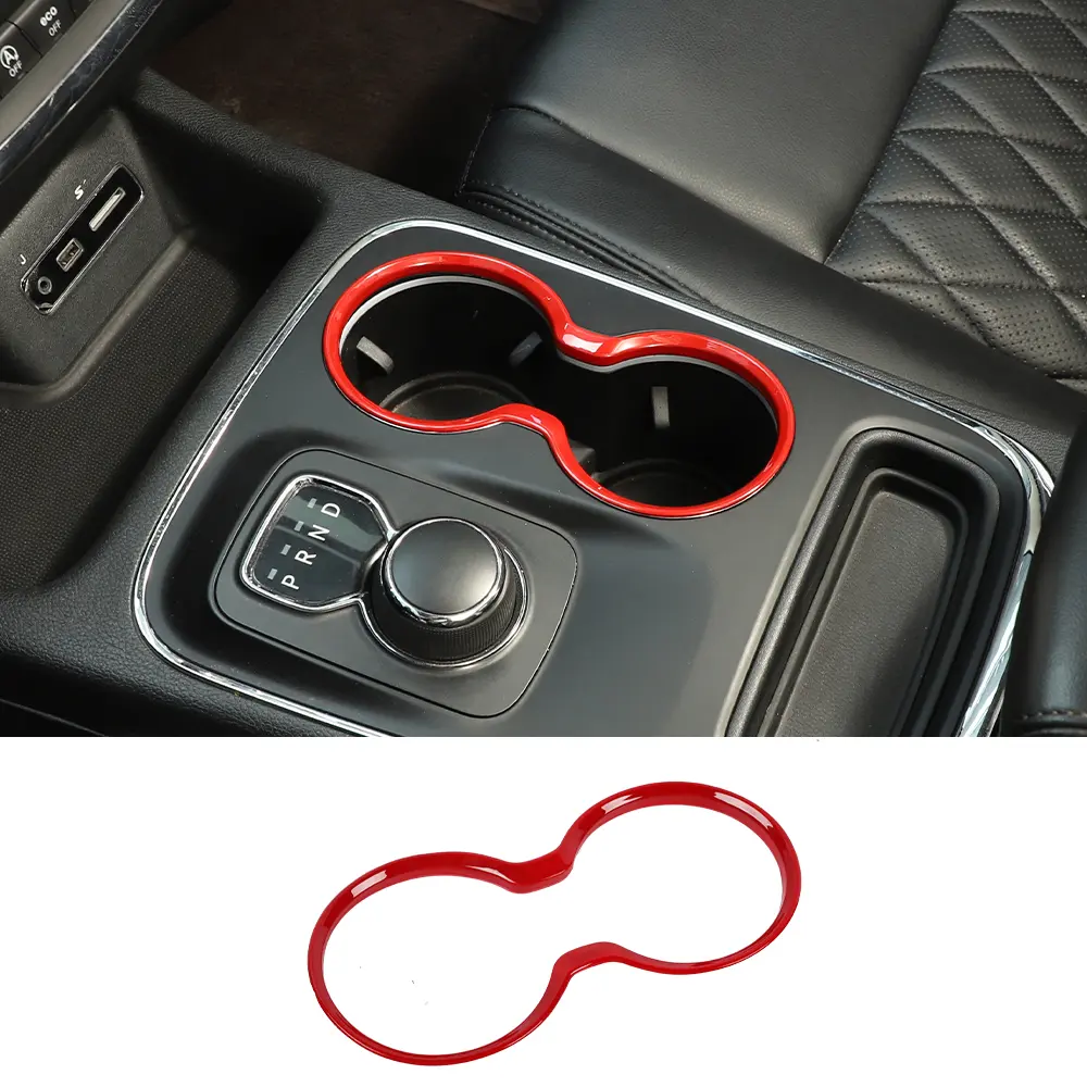 Red-Black Carbon Fiber Gear Shift Cup Holder Cover Trim for 2011-2021 Jeep Grand Cherokee, Automotive Interior Sticker, Car Accessory, Accessories for Car