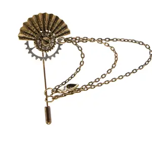 Mechanical Brooch Gear Chain Lapel Pin Jewelry for Hat Shirt
