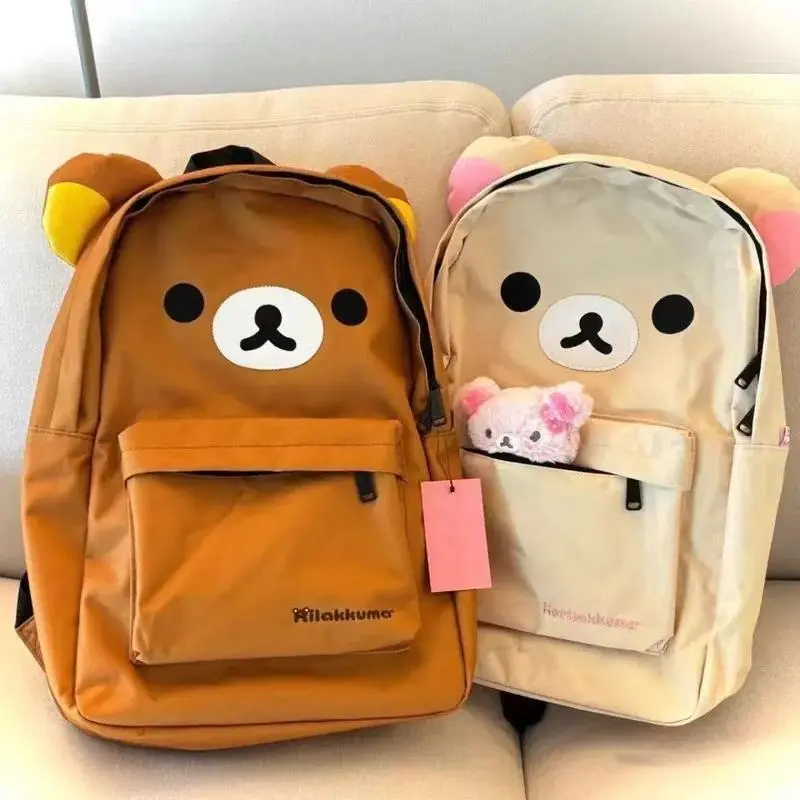 New Anime Cartoon Japanese Rilakkuma Cute Bear Brown Large-Capacity Cartoon Backpack Casual Joker Student Schoolbag Gift