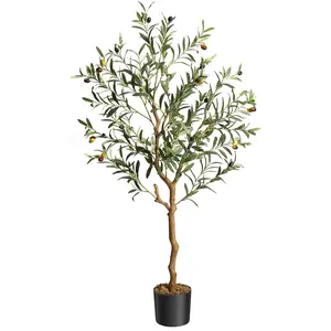 Artificial Olive Tree 4/5/6FT(48/60/72in) Tall Faux Olive Silk Trees with Backet for Home Office Livingroom Indoor Decor Housewarming Gift, Fake Potted Tree with Seagrass Basket and Lifelike Fruits