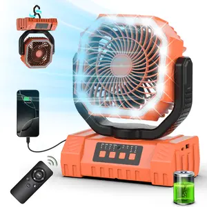 20000mAh 3-in-1 Rechargeable Camping Fan, Portable Power Bank With Dimmable LED Emergency Light, 4 Speed Adjustable 360° Rotation Personal Fan For Camping Hiking Travel Picnic Home Office