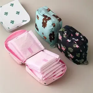 Cartoon Pattern Sanitary Pad Storage Bag, Portable Menstrual Pads Organizer, Small Zipper Bag for Outdoor Travel, Space Saving Home Organization, Storage Pouch